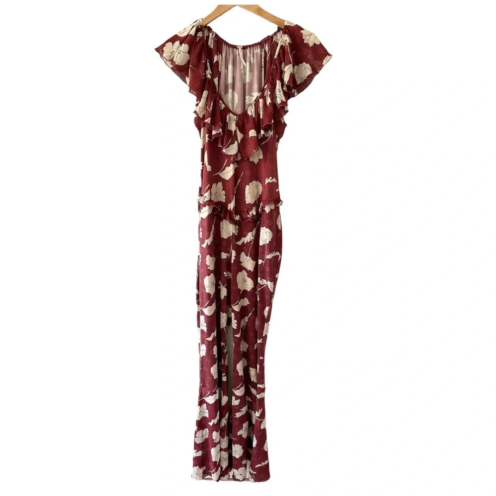 Free People Austin Floral Bell Bottom Ruffled Hem Jumpsuit Women’s Size Medium - Picture 4 of 9
